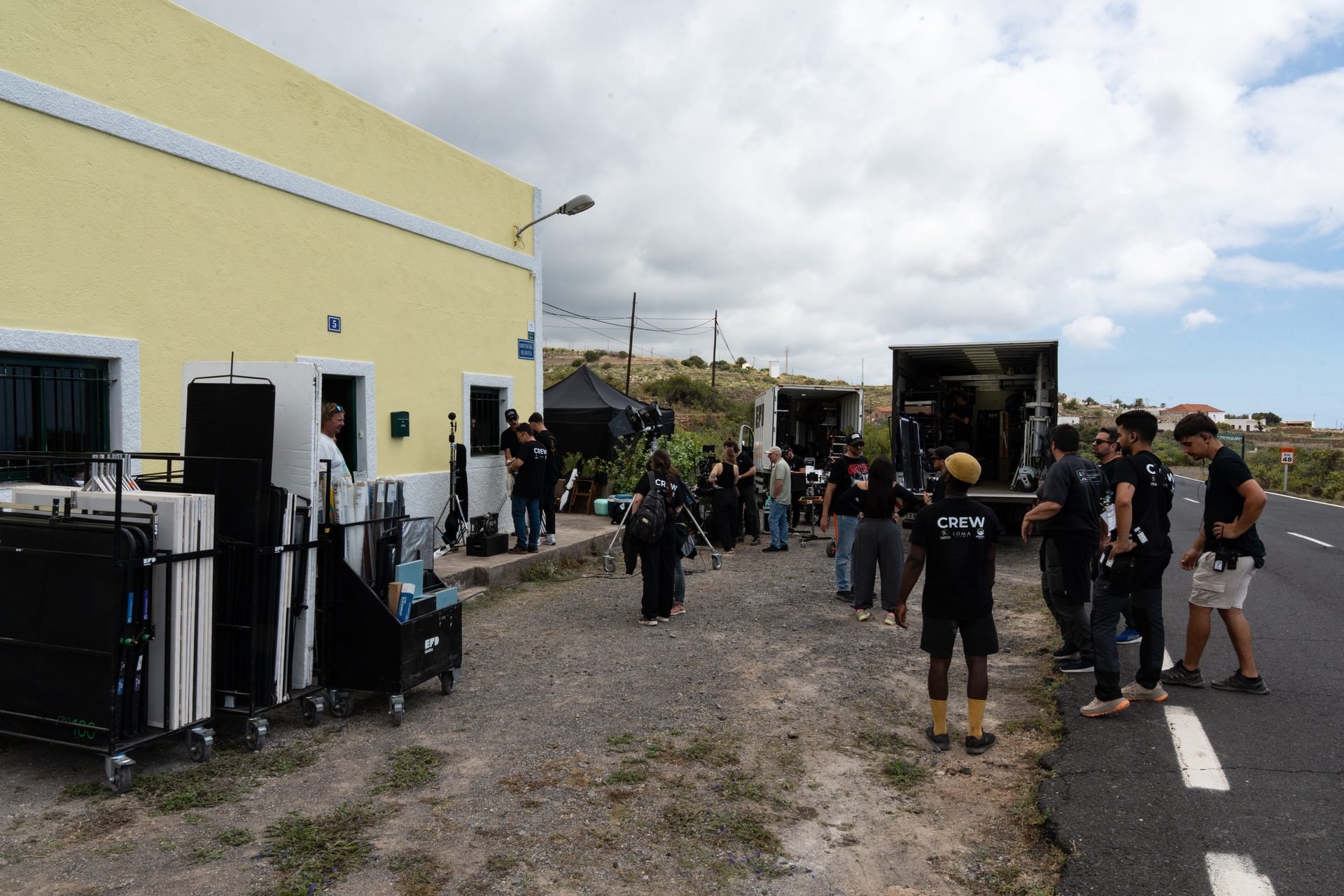 Production base camp of The Silenced in a Tenerife village street